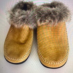 Foamtreads Leisure Womens Gold Faux Suede Fur Slippers Size 7